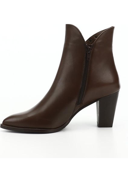 Kadın Kahve Antik Fermuarlı Sivri Burun Hakiki Deri Bot fırsatları