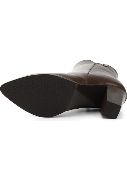Kadın Kahve Antik Fermuarlı Sivri Burun Hakiki Deri Bot indirimleri