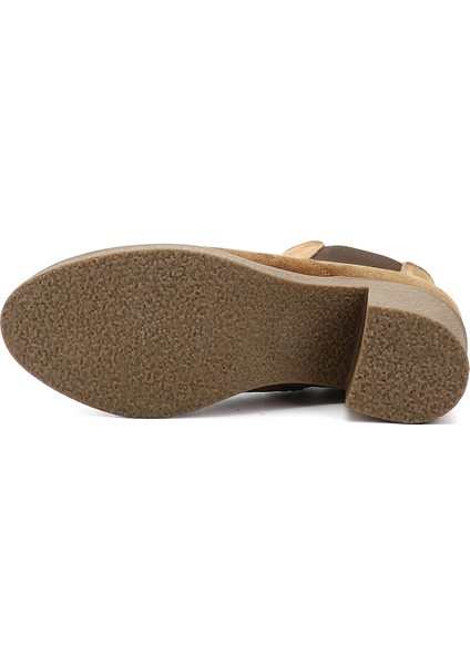 Kadın Taba Fermuarlı Kalın Topuklu Hakiki Deri Chelsea Bot indirimleri