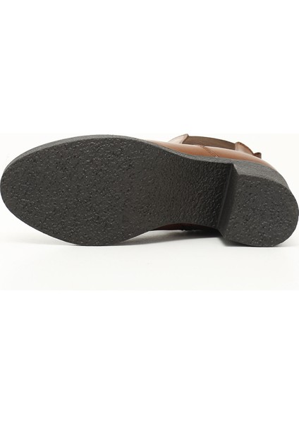 Kadın Taba Antik Fermuarlı Kalın Topuklu Hakiki Deri Chelsea Bot indirimleri