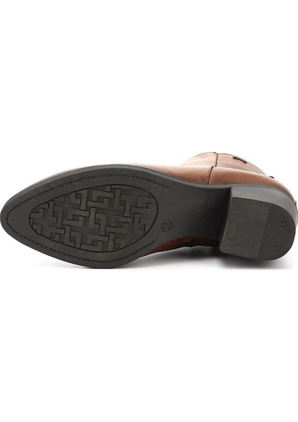 Kadın Taba Antik Fermuarlı Kalın Topuklu Hakiki Deri Bot indirimleri