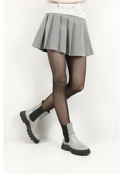 Kadın Gri Kauçuk Taban Hakiki Deri Chelsea Bot fiyatları