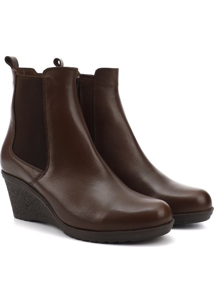 Kadın Kahve Antik Fermuarlı Dolgu Topuklu Hakiki Deri Chelsea Bot fiyatları