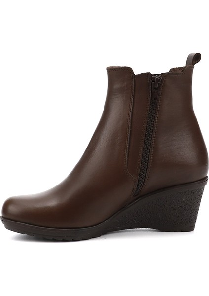 Kadın Kahve Antik Fermuarlı Dolgu Topuklu Hakiki Deri Chelsea Bot modelleri