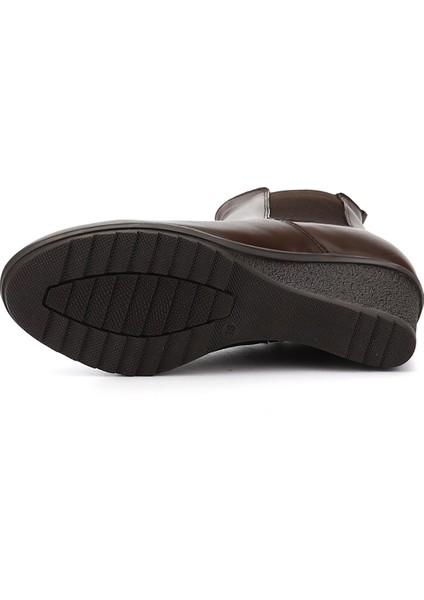 Kadın Kahve Antik Fermuarlı Dolgu Topuklu Hakiki Deri Chelsea Bot fırsatları