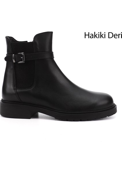 Kadın Siyah Tokalı Hakiki Deri Chelsea Bot
