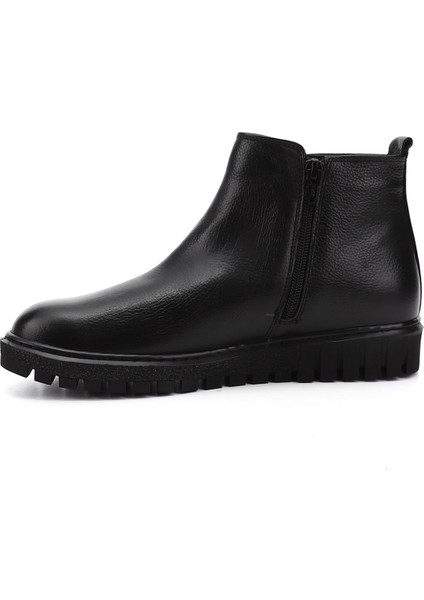 Kadın Siyah Floter Çift Fermuarlı Termo Taban Hakiki Deri Bot fırsatları