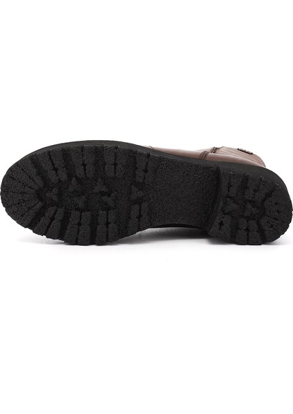 Kadın Taba Antik Fermuarlı Kalın Topuklu Hakiki Deri Bot indirimleri