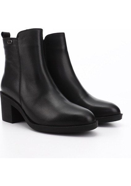 Kadın Siyah Fermuarlı Kalın Topuklu Hakiki Deri Bot fiyatları