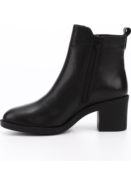 Kadın Siyah Fermuarlı Kalın Topuklu Hakiki Deri Bot modelleri