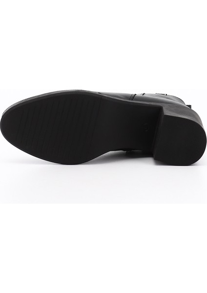 Kadın Siyah Fermuarlı Kalın Topuklu Hakiki Deri Bot fırsatları