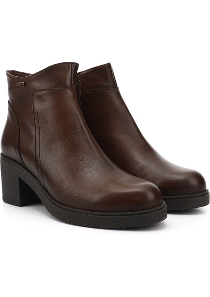 Kadın Kahve Antik Fermuarlı Kalın Topuklu Hakiki Deri Bot modelleri