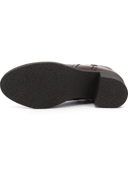 Kadın Kahve Antik Fermuarlı Kalın Topuklu Hakiki Deri Bot indirimleri