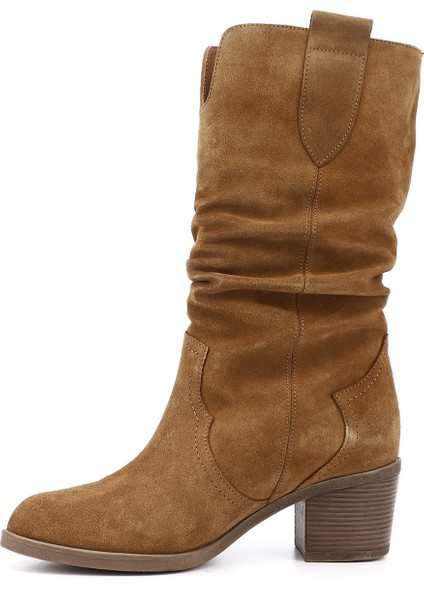 Kadın Taba Kalın Topuklu Körüklü Hakiki Deri Çizme modelleri