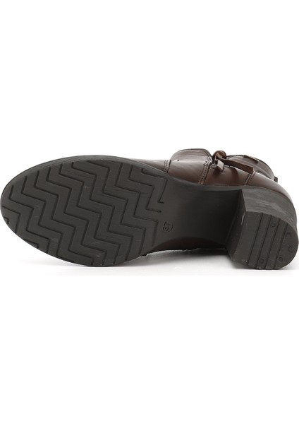 Kadın Koyu Kahve Fermuarlı Kalın Topuklu Hakiki Deri Bot fırsatları