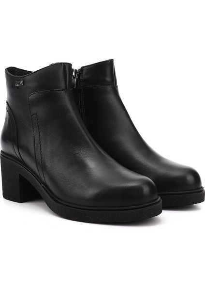 Kadın Siyah Fermuarlı Kalın Topuklu Hakiki Deri Bot modelleri