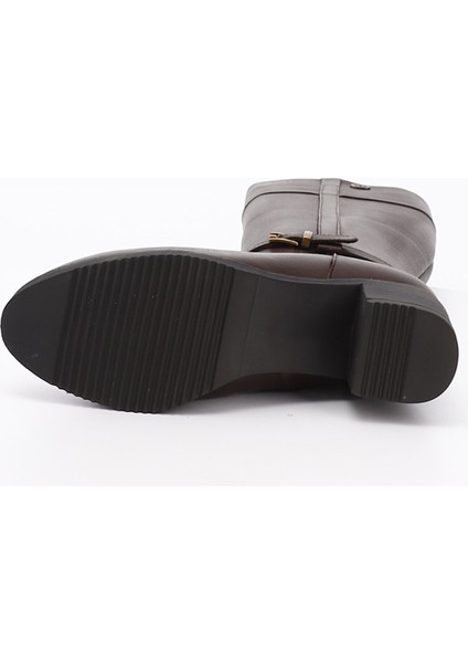 Kadın Koyu Kahve Fermuarlı Kalın Topuklu Hakiki Deri Çizme indirimleri
