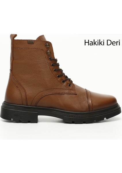 Taba Gön Hakiki Deri Fermuarlı Bağcıklı Erkek Postal Bot 81501