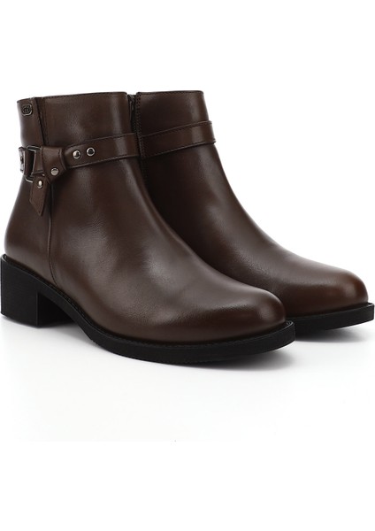 Kadın Kahve Antik Fermuarlı Kalın Topuklu Hakiki Deri Bot fiyatları