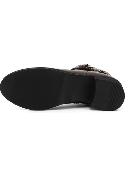 Kadın Kahve Antik Fermuarlı Kalın Topuklu Hakiki Deri Bot fırsatları