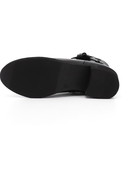 Kadın Siyah Fermuarlı Kalın Topuklu Hakiki Deri Bot fırsatları