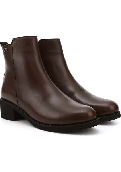 Kadın Kahve Antik Fermuarlı Kalın Topuklu Hakiki Deri Bot fiyatları