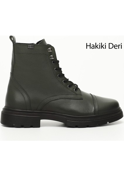 Gön Hakiki Deri Fermuarlı Bağcıklı Erkek Postal Bot 81501