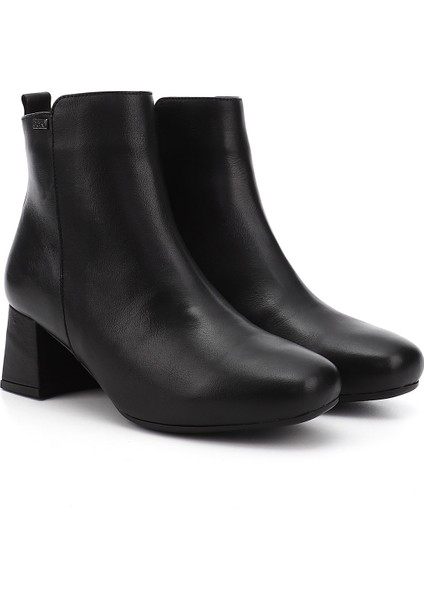 Kadın Siyah Fermuarlı Kalın Topuklu Hakiki Deri Bot modelleri