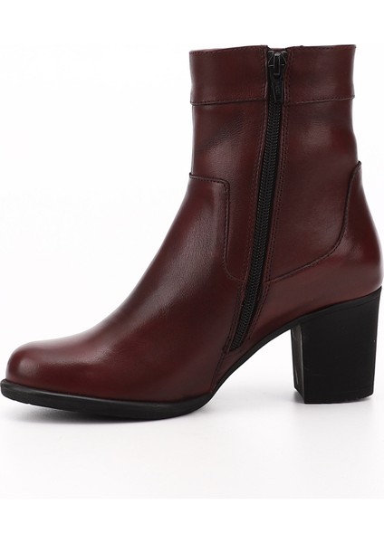 Kadın Antik Bordo Fermuarlı Kalın Topuklu Hakiki Deri Bot modelleri