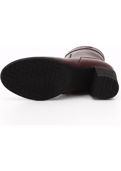 Kadın Antik Bordo Fermuarlı Kalın Topuklu Hakiki Deri Bot fırsatları