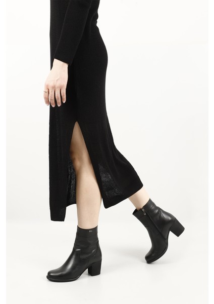 Gön Hakiki Deri Yuvarlak Burun Kauçuk Taban Topuklu Fermuarlı Kadın Günlük Bot 48457 fiyatları