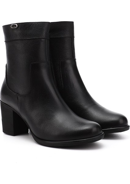 Gön Hakiki Deri Yuvarlak Burun Kauçuk Taban Topuklu Fermuarlı Kadın Günlük Bot 48457 modelleri