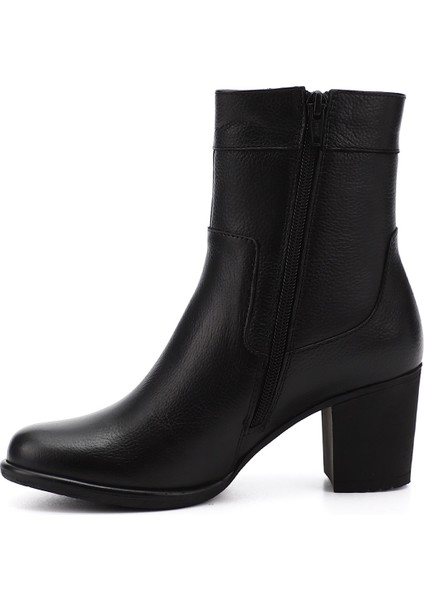 Gön Hakiki Deri Yuvarlak Burun Kauçuk Taban Topuklu Fermuarlı Kadın Günlük Bot 48457 fırsatları