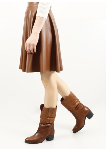 Kadın Taba Antik Kalın Topuklu Körüklü Hakiki Deri Çizme fiyatları