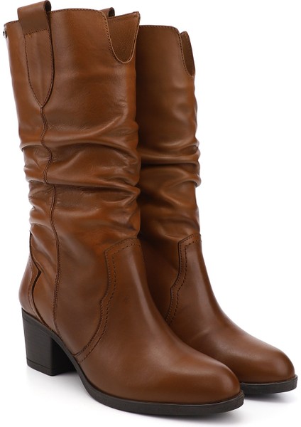 Kadın Taba Antik Kalın Topuklu Körüklü Hakiki Deri Çizme modelleri