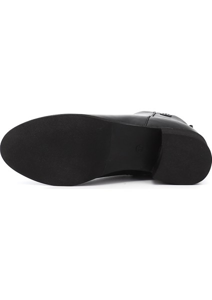 Kadın Siyah Fermuarlı Kalın Topuklu Hakiki Deri Bot fırsatları