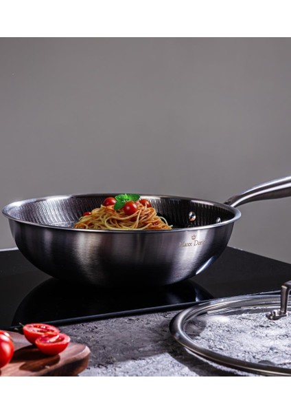 Steel Fusion 28 cm Kapaklı Wok Tava PA3009