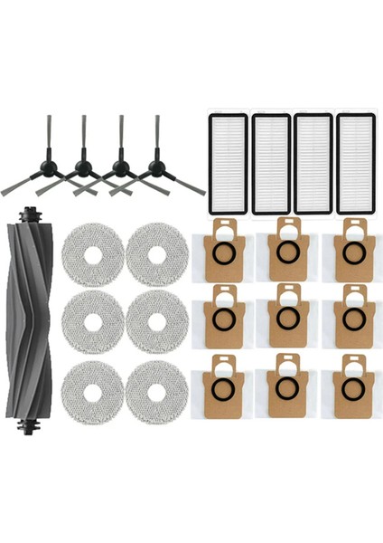 Dreame Bot L30 Ultra Robot Süpürge Için 24 Adet Yedek Yedek Parça Ana Yan Fırça, Filtre, Paspas Bezi, Toz Torbası-B (Yurt Dışından)