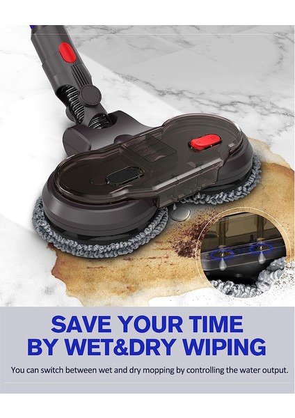 Dyson V15 V8 V7 V10 V11 Elektrikli Süpürge Için Elektrikli Kuru Islak Paspas Kafası, Çıkarılabilir Su Deposu, 6 Paspas Bezi (Yurt Dışından) modelleri