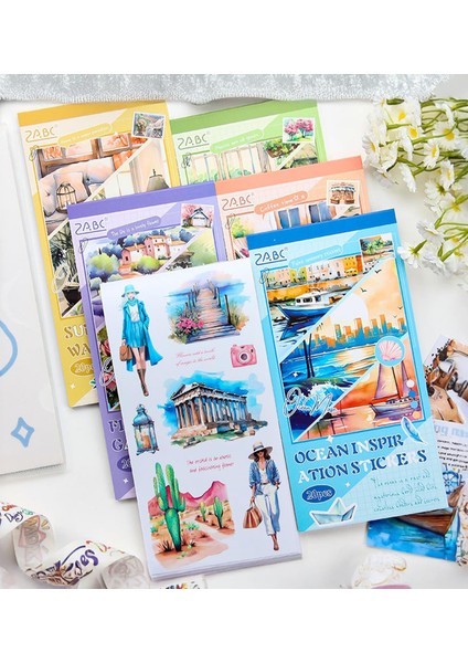 20 Sayfa Tematik Scrapbook Sticker Kitabı – Dekoratif Etiket Seti