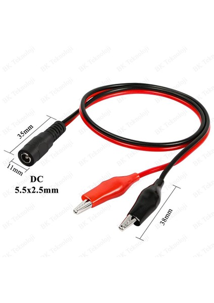 Dişi Dc 5.5x2.5mm Dişi - Renk Kodlu 35MM Orta Boy Krokodil Kablo modelleri