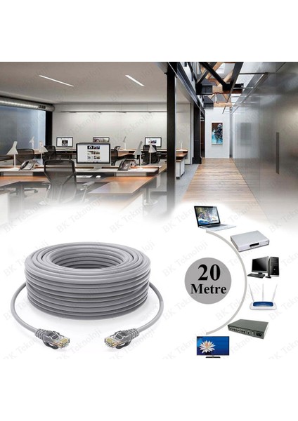 20 Metre Yüksek Hızlı Fabrikasyon Cat6 RJ45 Ethernet Kablosu indirimleri