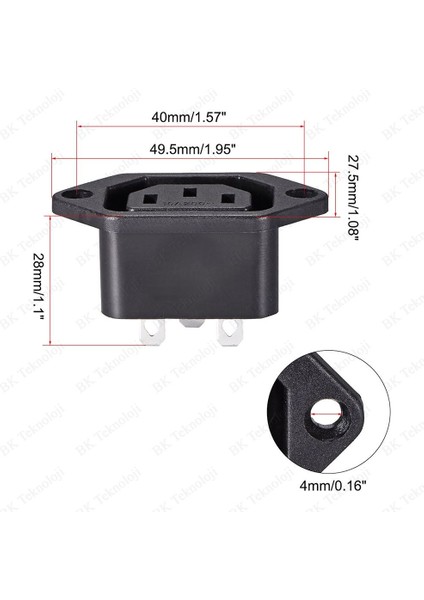C13 Şase Dişi Panel Vida Montajlı Güç Kaynağı Soketi 10A 250V indirimleri