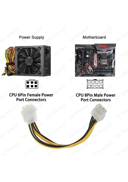 6 Pin Dişi To 8 Pin Erkek Anakart Power Çevirici Kablo fiyatları