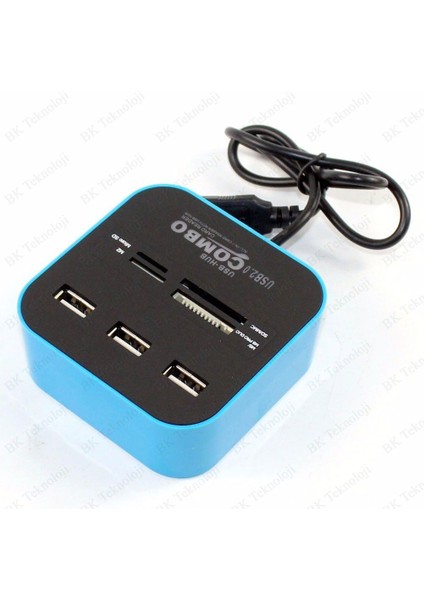 3 Port USB 2.0 Çoklayıcı Hub + Çoklu Kart Okuyucu (Mavi) indirimleri
