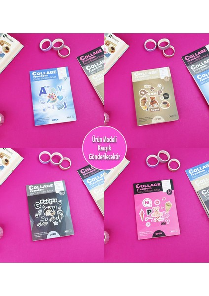 Collage Freedom Sticker Kitabı - 12 Sayfa Renkli Scrapbook Etiket Seti
