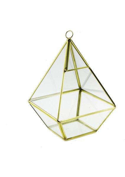 11X18CM Cam Fanus Üçgen Terrarium Saksı Metal Çerçeveli