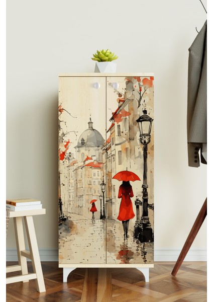 Red Dressed Women 3 Raflı Çok Amaçlı Dolap Mutfak Salon Banyo Ofis Salon Dolabı fiyatları