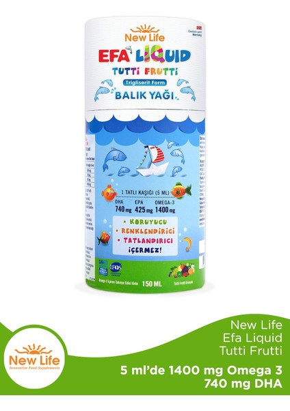 New Life Efa Liquid Tutti Frutti Balık Yağı 150 ml