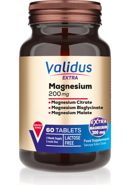 Magnezyum Complex Bisglycinate Sitrat Malat 200 Mg 60 Tablets